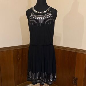 White House Black Market Black Embellished Sleeveless Dress XS